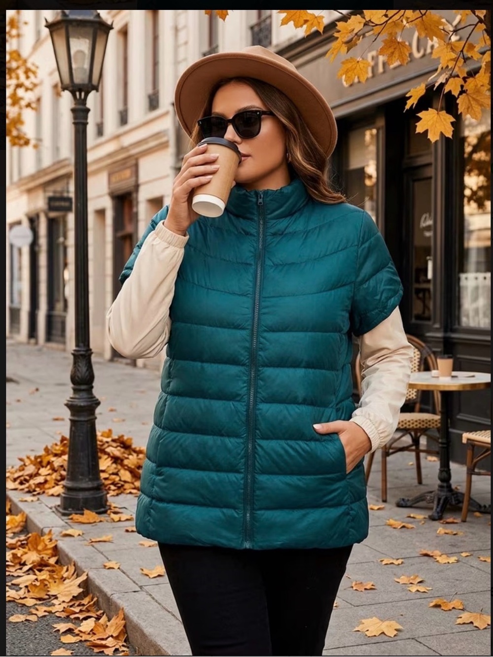 Teal Green Puffer Vest Plus Sized XXL